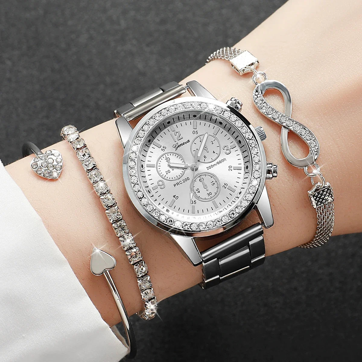 Set da 4 pezzi: orologi da donna con strass