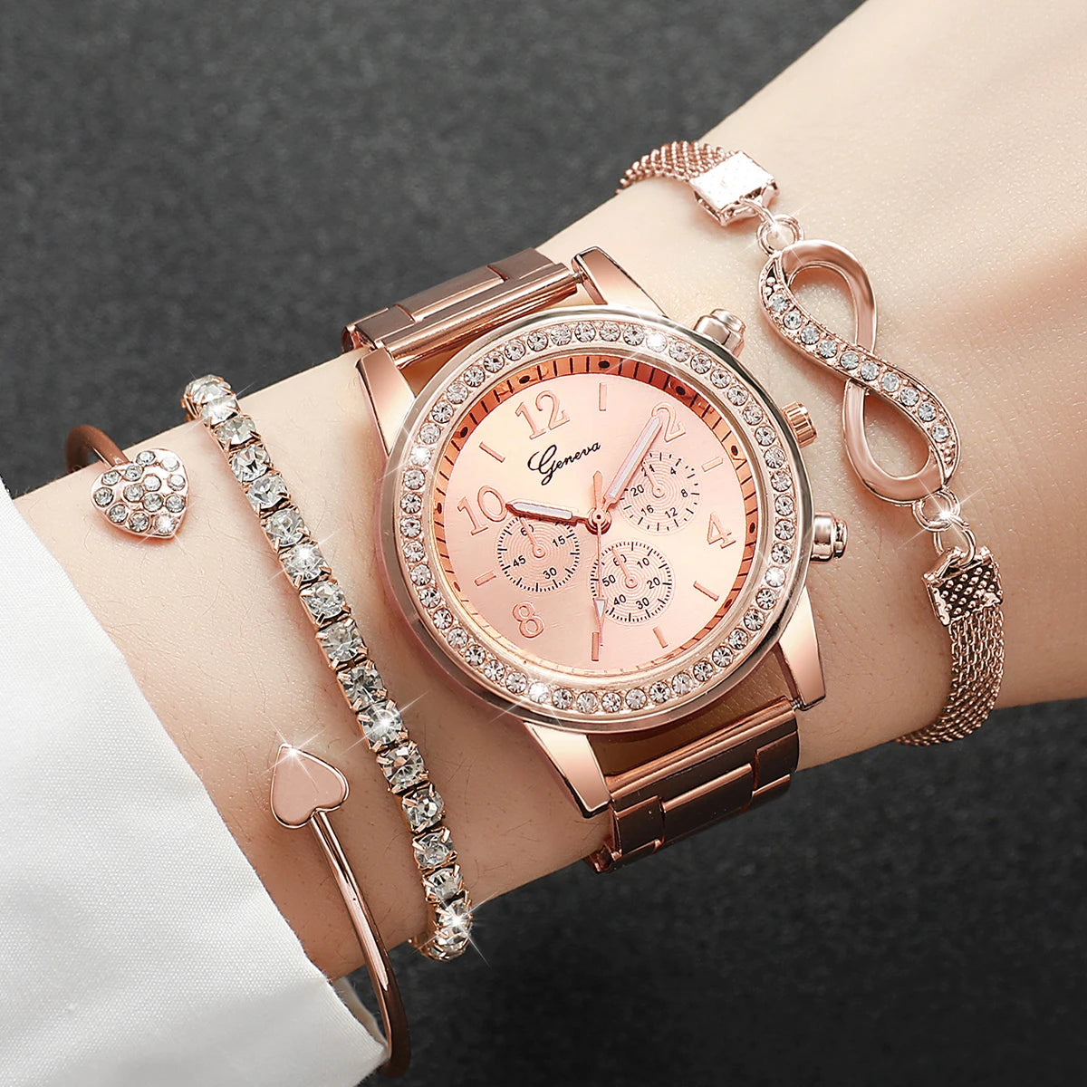 Set da 4 pezzi: orologi da donna con strass