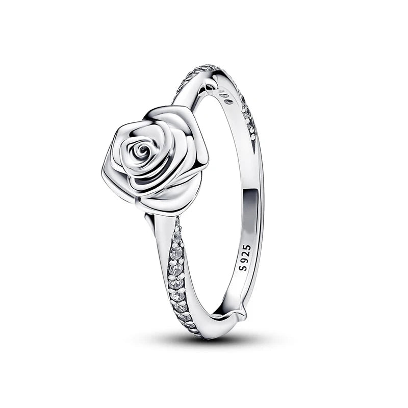 Anello in argento 925 “Rose in Bloom” per donna, stile raffinato e alla moda, ideale per feste e matrimoni, gioiello di lusso DIY, perfetto come regalo.