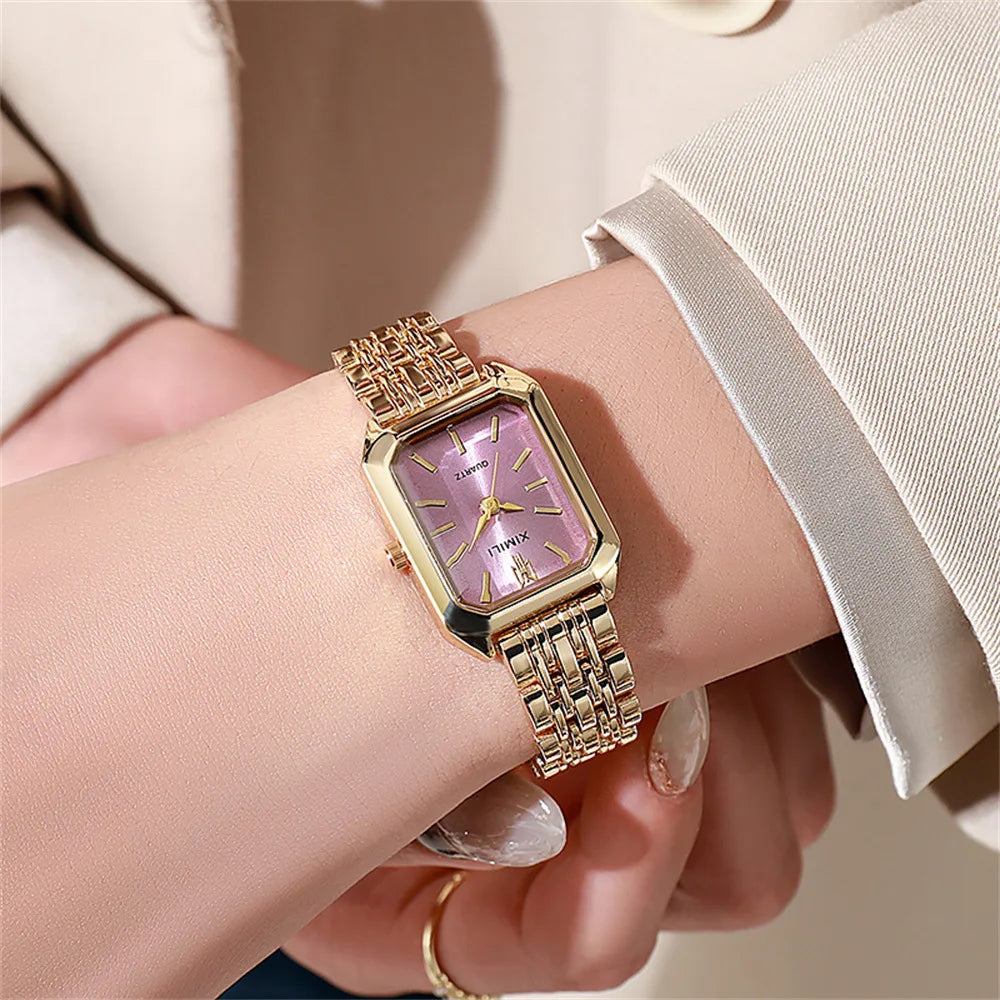 Nuovo orologio da donna stile light luxury, marchio di alta qualità, orologio al quarzo in acciaio inox, elegante per uso business e perfetto anche per studentesse.