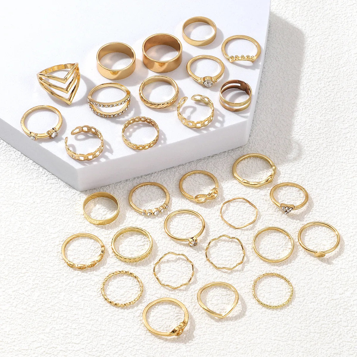 Set di 30 anelli per nocche color oro per donne, stile bohémien, anelli geometrici per ragazze, gioielli da festa di nozze, regalo