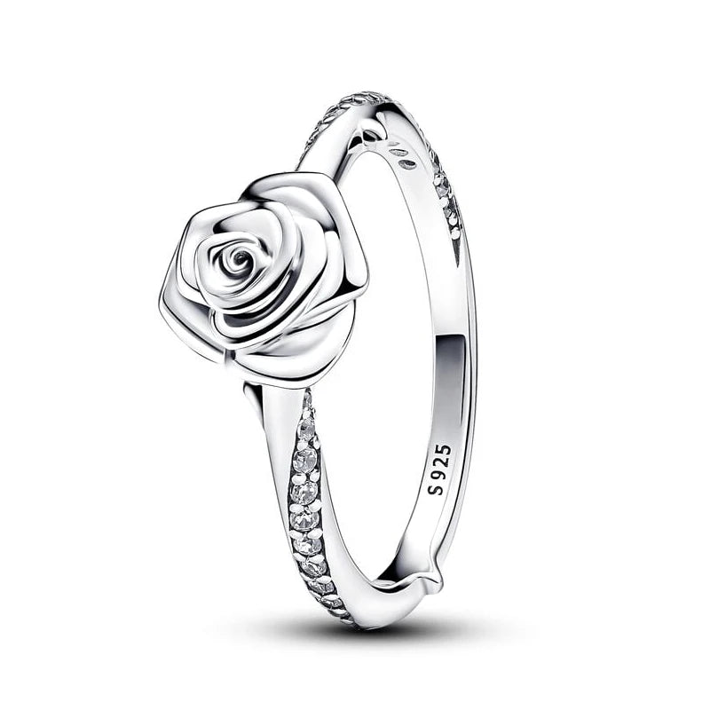 Anello in argento 925 “Rose in Bloom” per donna, stile raffinato e alla moda, ideale per feste e matrimoni, gioiello di lusso DIY, perfetto come regalo.