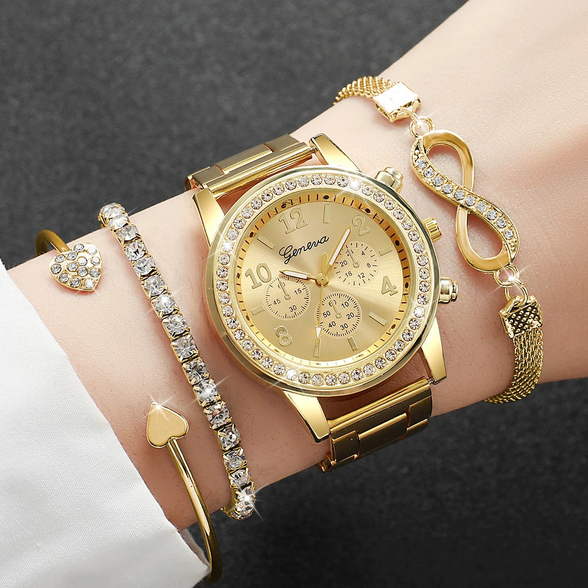 Set da 4 pezzi: orologi da donna con strass