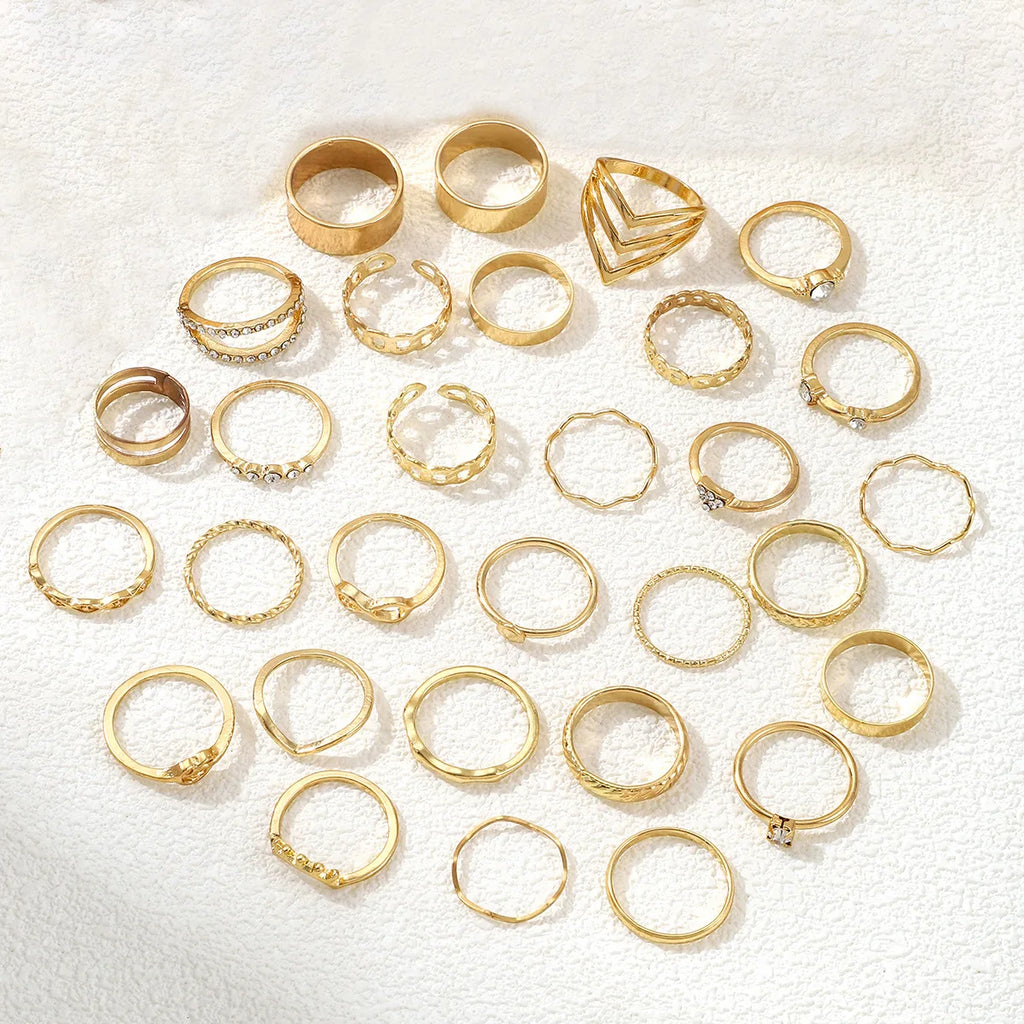 Set di 30 anelli per nocche color oro per donne, stile bohémien, anelli geometrici per ragazze, gioielli da festa di nozze, regalo
