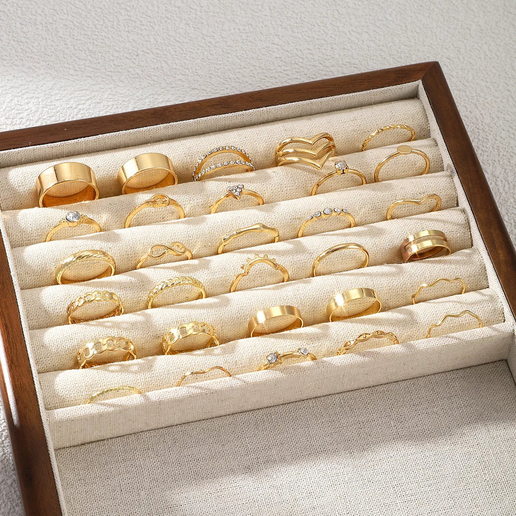 Set di 30 anelli per nocche color oro per donne, stile bohémien, anelli geometrici per ragazze, gioielli da festa di nozze, regalo