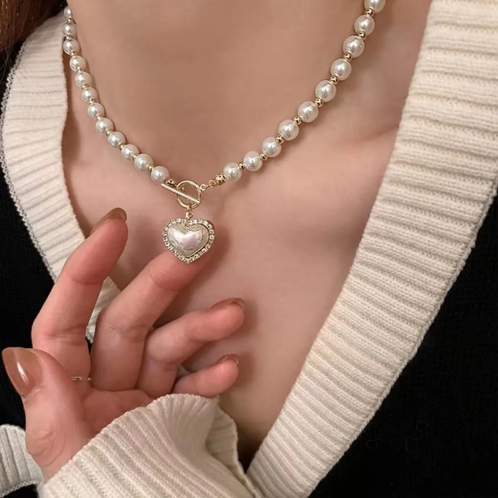 Collana con Cuore e Perle