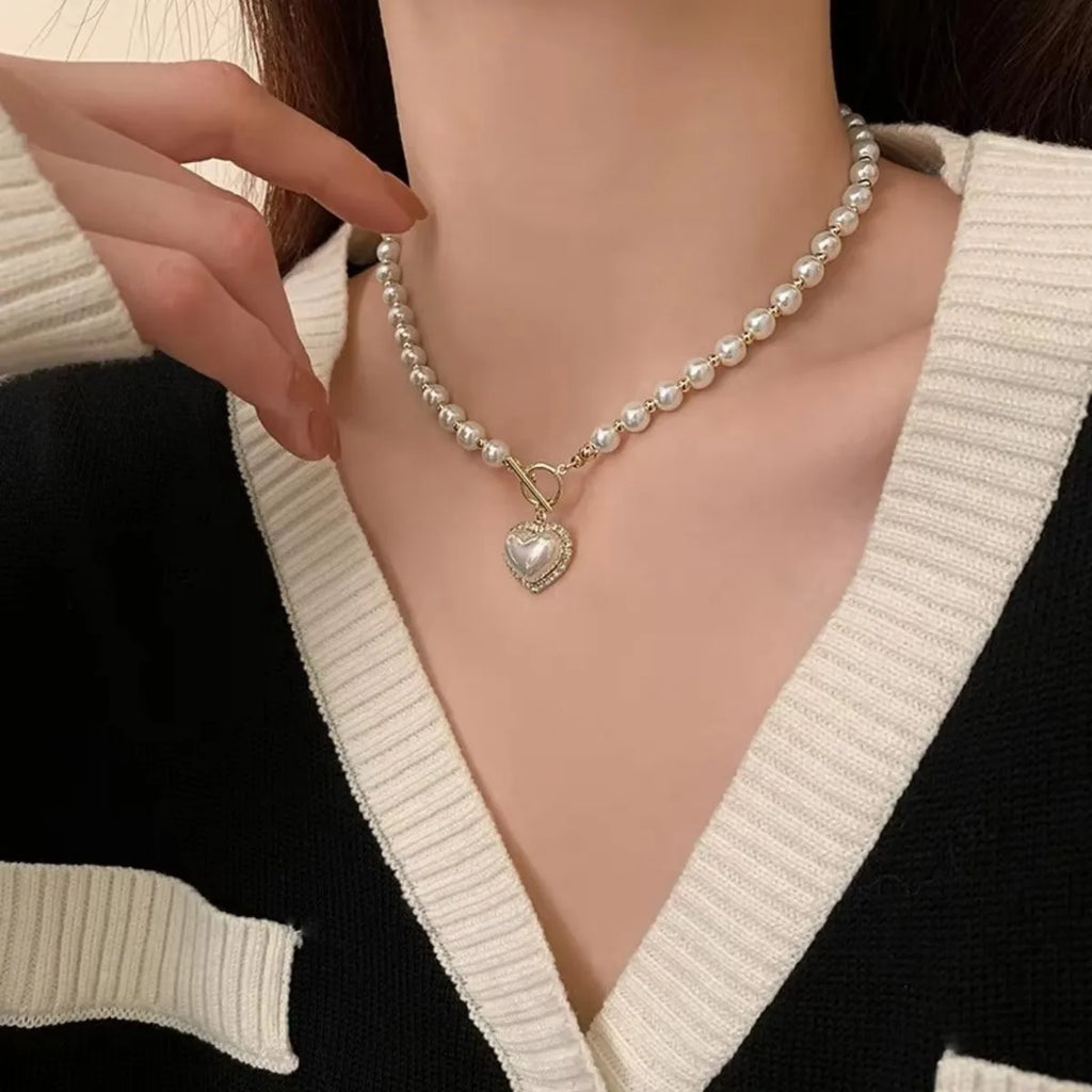 Collana con Cuore e Perle