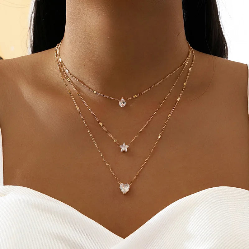 Collana Choker Multistrato con Zircone