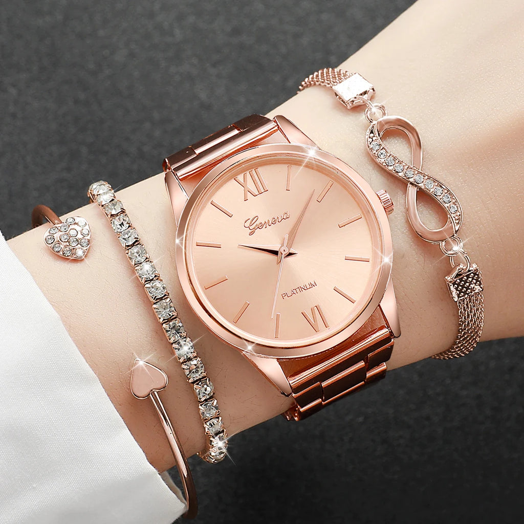 Set da 4 pezzi: orologi da donna con strass