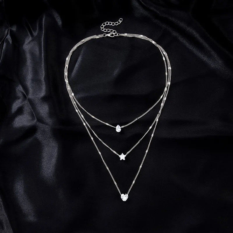 Collana Choker Multistrato con Zircone
